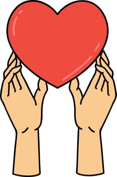 traditional tattoo of a hands reaching for a heart vector