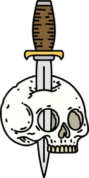 traditional tattoo of a skull and dagger vector