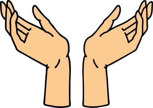 traditional tattoo of open hands vector