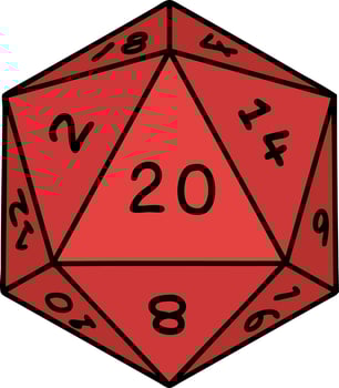 traditional tattoo of a d20 dice vector