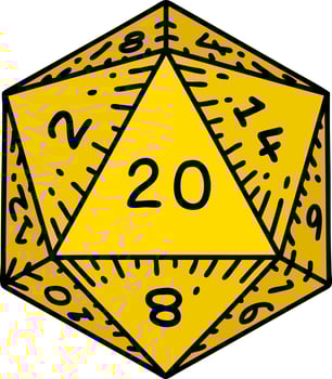 traditional tattoo of a d20 dice vector