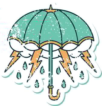 distressed sticker tattoo style icon of an umbrella vector