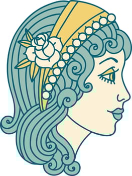 tattoo style icon of a gypsy head vector