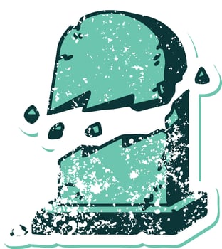 distressed sticker tattoo style icon of a broken grave stone vector