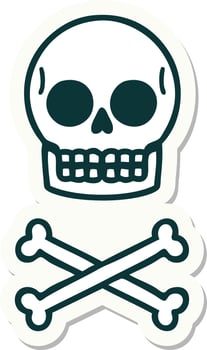 tattoo style sticker of a skull and bones vector