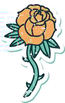 distressed sticker tattoo style icon of a rose vector