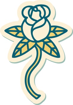 sticker of tattoo in traditional style of a flower vector