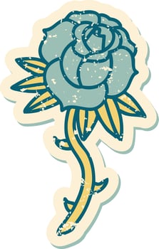 iconic distressed sticker tattoo style image of a rose vector