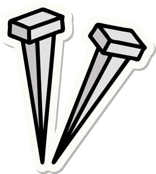 sticker of tattoo in traditional style of iron nail vector