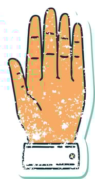 iconic distressed sticker tattoo style image of a hand vector