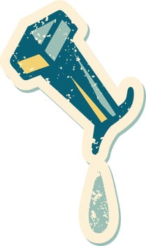 iconic distressed sticker tattoo style image of iron nail vector