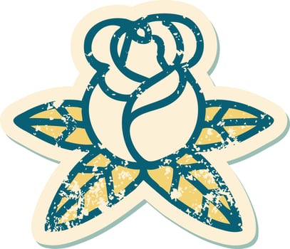 iconic distressed sticker tattoo style image of a single rose vector