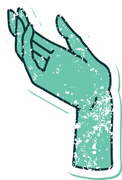 iconic distressed sticker tattoo style image of a hand vector