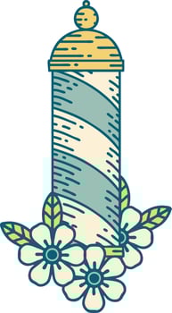 iconic tattoo style image of a barbers pole vector