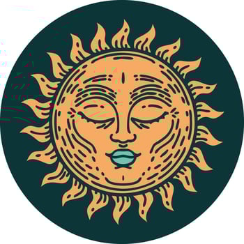 iconic tattoo style image of a sun vector