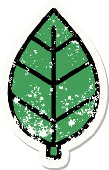 distressed sticker tattoo in traditional style of leaf vector