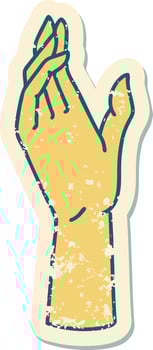 iconic distressed sticker tattoo style image of a hand vector
