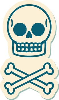 sticker of tattoo in traditional style of a skull vector
