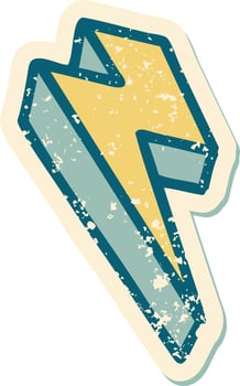 iconic distressed sticker tattoo style image of lighting bolt vector