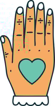 iconic tattoo style image of a hand vector