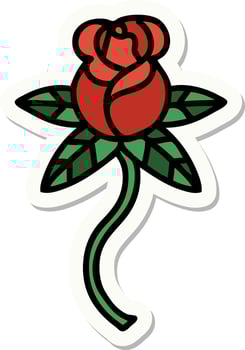 sticker of tattoo in traditional style of a flower vector
