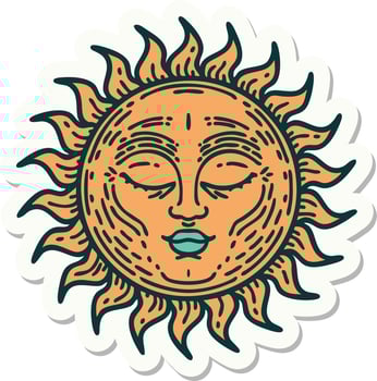sticker of tattoo in traditional style of a sun vector