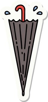 sticker of tattoo in traditional style of a closed umbrella vector