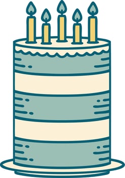 iconic tattoo style image of a birthday cake vector