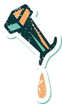 iconic distressed sticker tattoo style image of iron nail vector