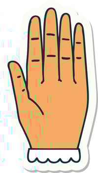 sticker of tattoo in traditional style of a hand vector