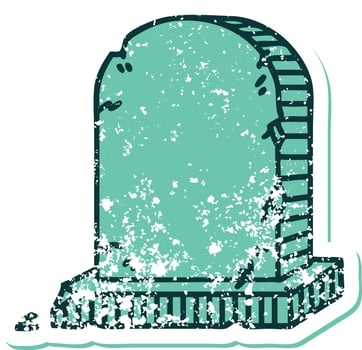 iconic distressed sticker tattoo style image of a grave stone vector