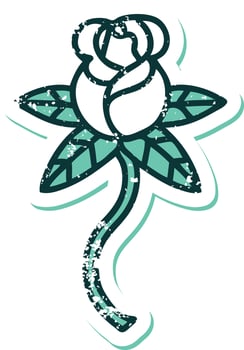 iconic distressed sticker tattoo style image of a flower vector