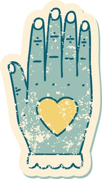 iconic distressed sticker tattoo style image of a hand vector