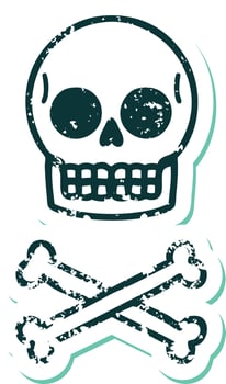 iconic distressed sticker tattoo style image of a skull vector