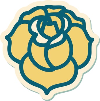 sticker of tattoo in traditional style of a flower vector