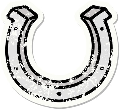 traditional distressed sticker tattoo of a horse shoe vector