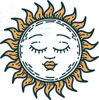 tattoo style icon of a sun vector