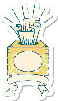 grunge sticker of tattoo style box of tissues vector