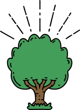 illustration of a traditional tattoo style tree vector