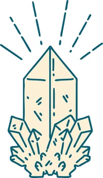 illustration of a traditional tattoo style quartz crystal vector