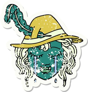 Retro Tattoo Style crying orc bard character vector