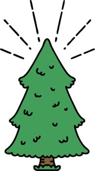 illustration of a traditional tattoo style pine tree vector