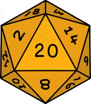 Retro Tattoo Style natural 20 D20 dice roll vector
