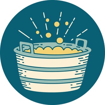 icon of a tattoo style tin bath vector