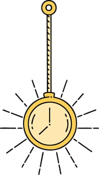 illustration of a traditional tattoo style gold pocket watch vector