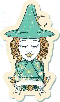 Retro Tattoo Style human witch with natural twenty dice roll vector