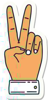 sticker of a peace symbol two finger hand gesture vector