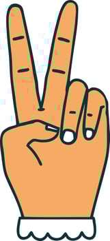 Retro Tattoo Style peace symbol two finger hand gesture vector
