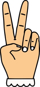 Retro Tattoo Style peace symbol two finger hand gesture vector