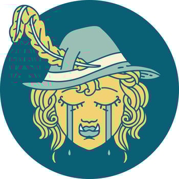 Retro Tattoo Style crying orc bard character vector